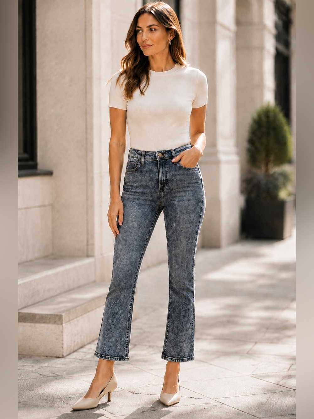 Fidelity Denim Juniper Crop Flare Jeans Calypso Size 26